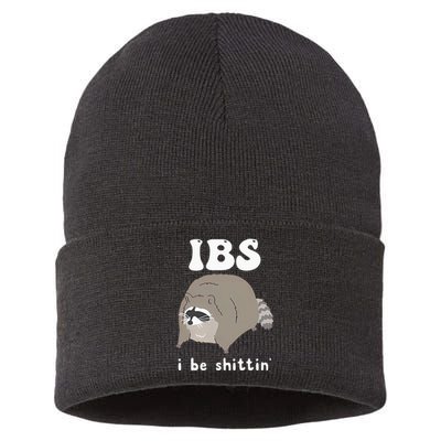 Ibs I Be Shittin Raccoon Funny Sustainable Knit Beanie