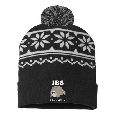 Ibs I Be Shittin Raccoon Funny USA-Made Snowflake Beanie