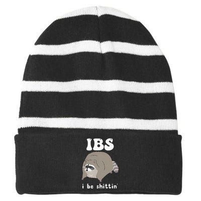 Ibs I Be Shittin Raccoon Funny Striped Beanie with Solid Band