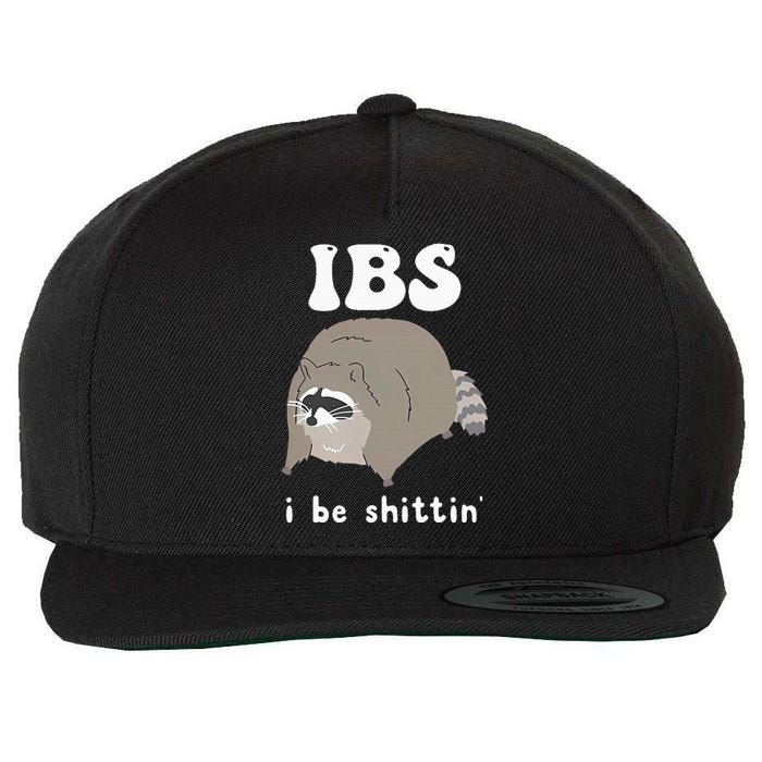 Ibs I Be Shittin Raccoon Funny Wool Snapback Cap