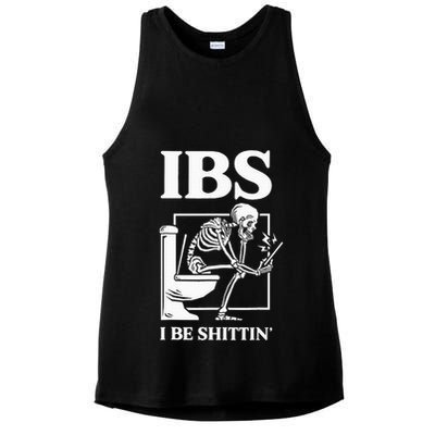 Ibs I Be Shittin' Funny Skeleton Ladies PosiCharge Tri-Blend Wicking Tank