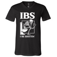 Ibs I Be Shittin' Funny Skeleton V-Neck T-Shirt