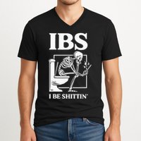 Ibs I Be Shittin' Funny Skeleton V-Neck T-Shirt