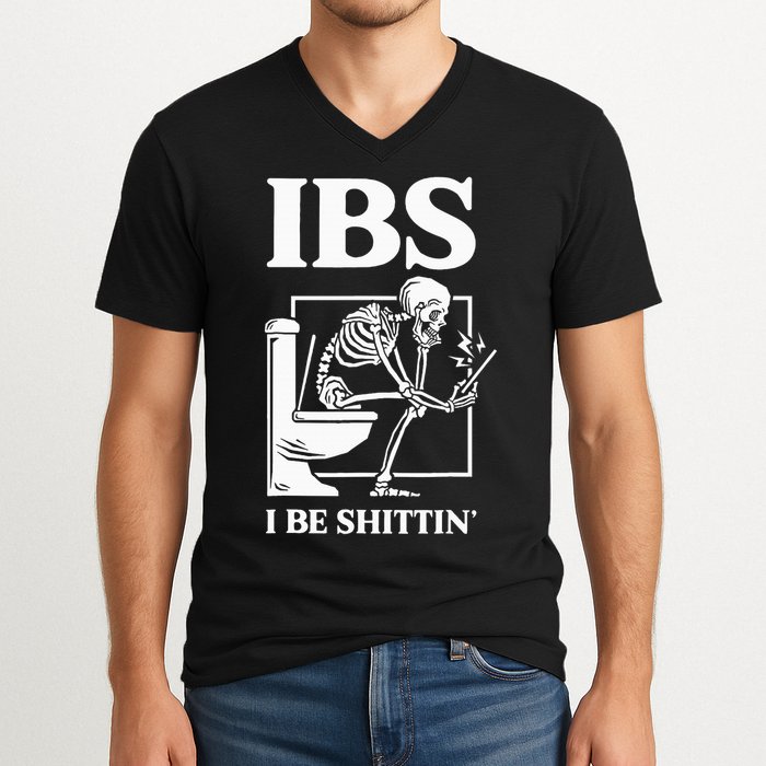 Ibs I Be Shittin' Funny Skeleton V-Neck T-Shirt