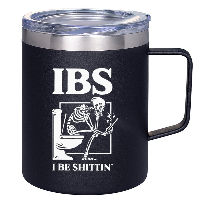 Ibs I Be Shittin' Funny Skeleton 12oz Stainless Steel Coffee Mug