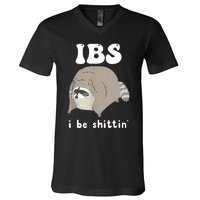 Ibs I Be Shittin Raccoon Funny V-Neck T-Shirt