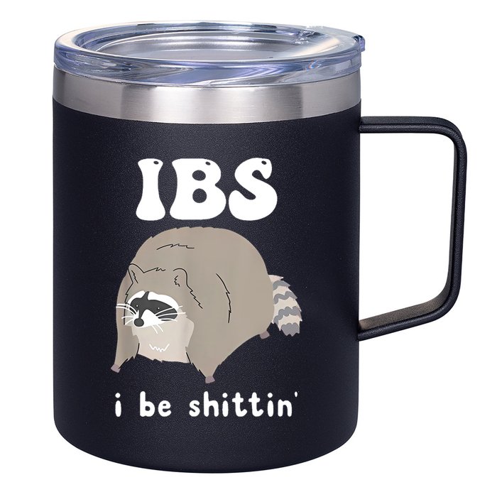 Ibs I Be Shittin Raccoon Funny 12oz Stainless Steel Coffee Mug