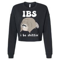 Ibs I Be Shittin Raccoon Funny Cropped Pullover Crew