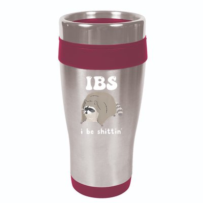 Ibs I Be Shittin Raccoon Funny 16oz Travel Tumbler