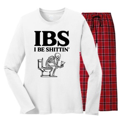 Ibs I Be Shittin Funny Skeleton Women's Long Sleeve Flannel Pajama Set 