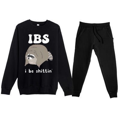 Ibs I Be Shittin Raccoon Premium Crewneck Sweatsuit Set