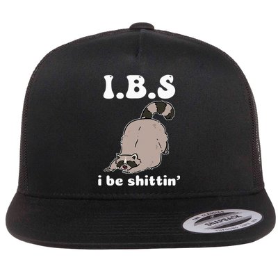 Ibs I Be Shittin Funny Raccoon Flat Bill Trucker Hat