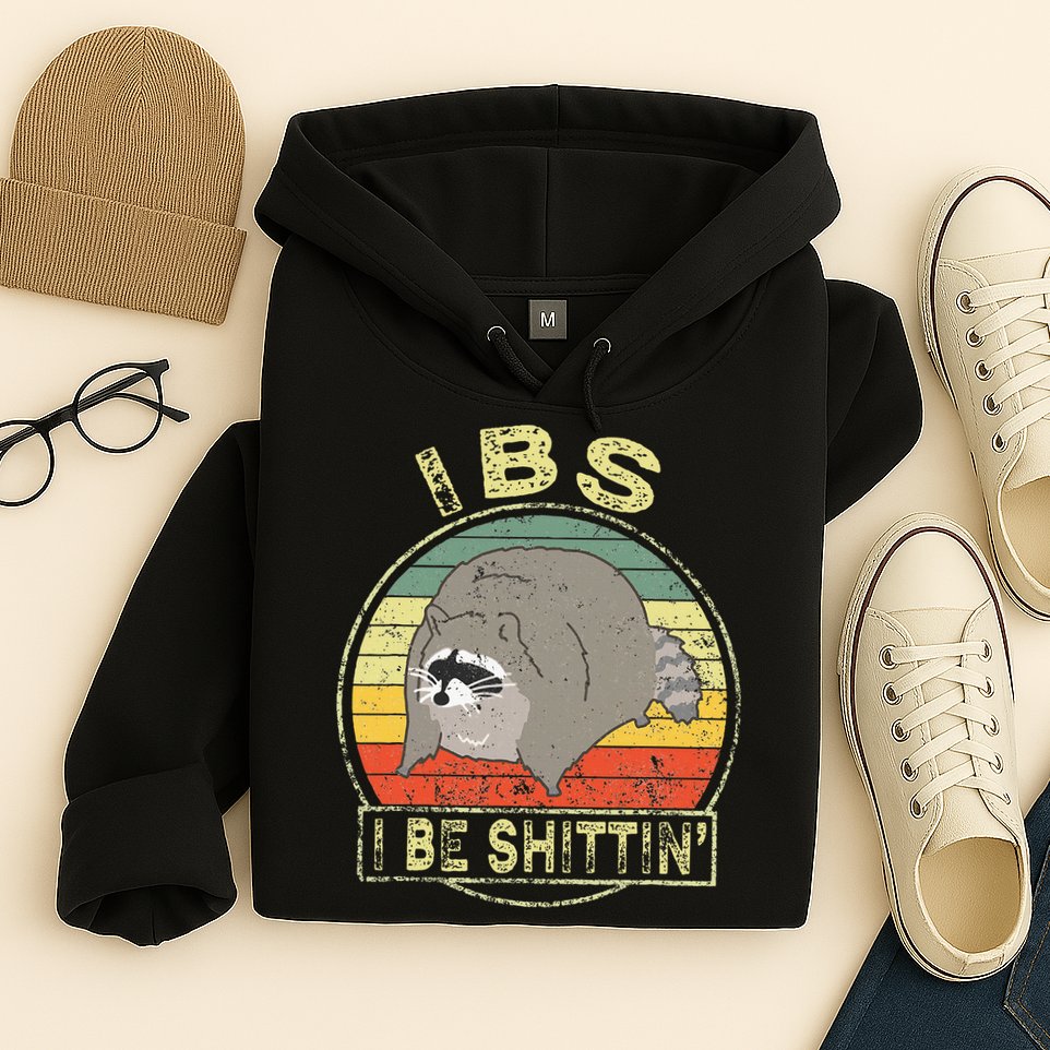 Ibs I Be Shittin Funny Raccoon Vintage Hoodie