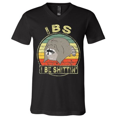 Ibs I Be Shittin Funny Raccoon Vintage V-Neck T-Shirt