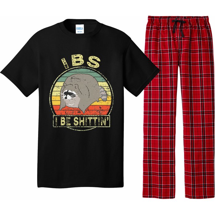 Ibs I Be Shittin Funny Raccoon Vintage Pajama Set