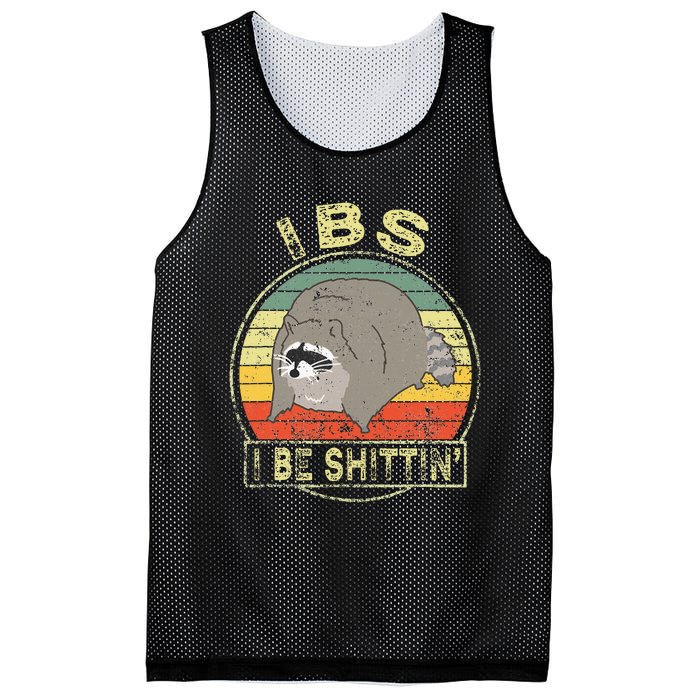 Ibs I Be Shittin Funny Raccoon Vintage Mesh Reversible Basketball Jersey Tank