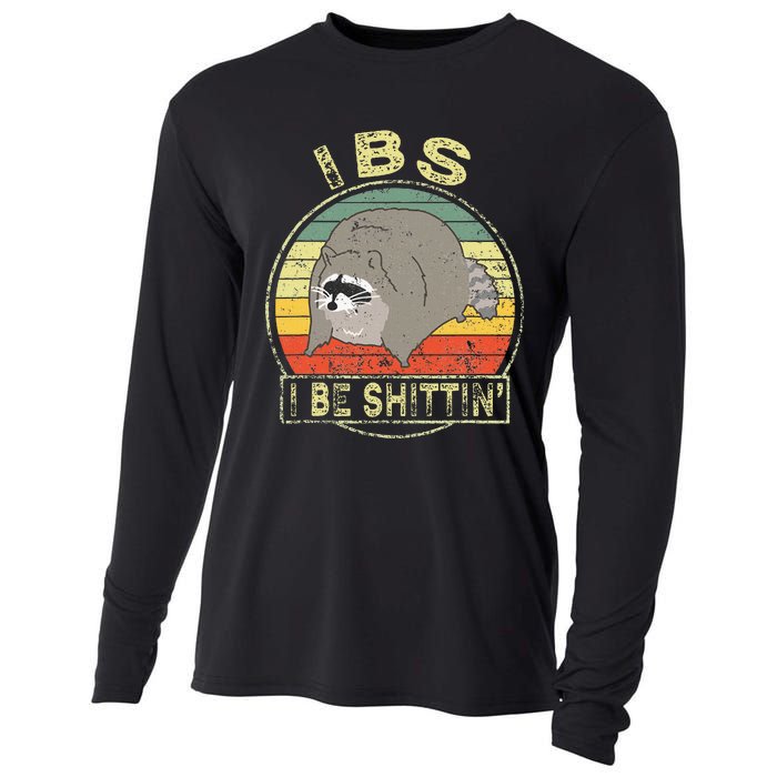 Ibs I Be Shittin Funny Raccoon Vintage Cooling Performance Long Sleeve Crew