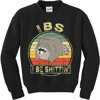 Ibs I Be Shittin Funny Raccoon Vintage Kids Sweatshirt