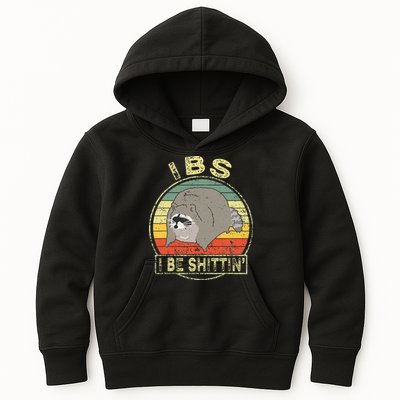 Ibs I Be Shittin Funny Raccoon Vintage Kids Hoodie