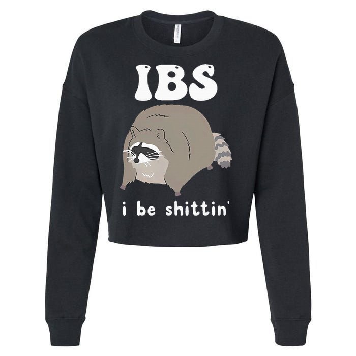 IBS I Be Shittin' Raccoon Funny Cropped Pullover Crew