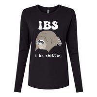 IBS I Be Shittin' Raccoon Funny Womens Cotton Relaxed Long Sleeve T-Shirt