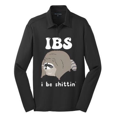 IBS I Be Shittin' Raccoon Funny Silk Touch Performance Long Sleeve Polo