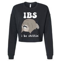 IBS I Be Shittin' Raccoon Funny Cropped Pullover Crew