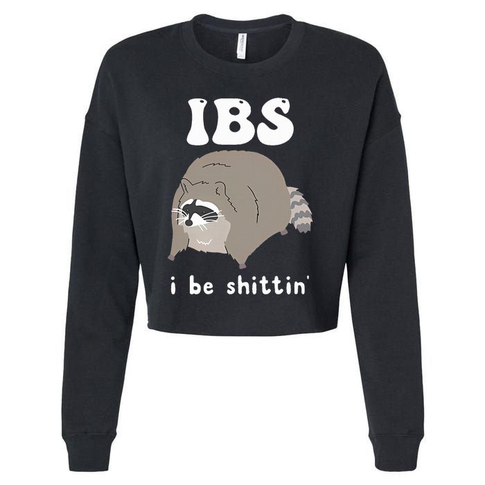 IBS I Be Shittin' Raccoon Funny Cropped Pullover Crew