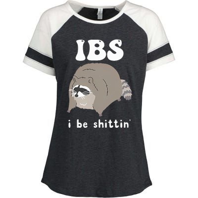 IBS I Be Shittin' Raccoon Funny Enza Ladies Jersey Colorblock Tee