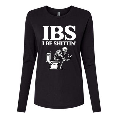 Ibs I Be Shittin Funny Skeleton Womens Cotton Relaxed Long Sleeve T-Shirt