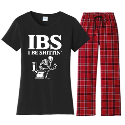 Ibs I Be Shittin Funny Skeleton Women's Flannel Pajama Set