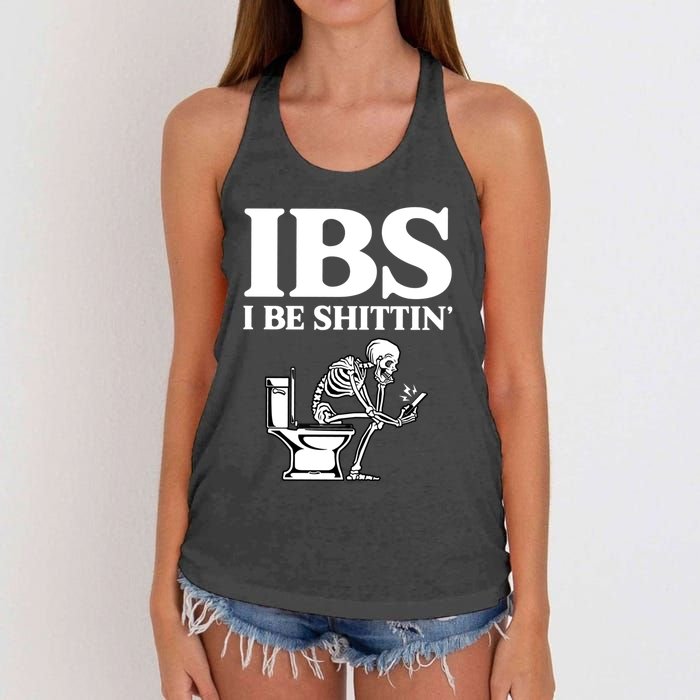 Ibs I Be Shittin Funny Skeleton Women's Knotted Racerback Tank