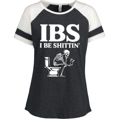 Ibs I Be Shittin Funny Skeleton Enza Ladies Jersey Colorblock Tee