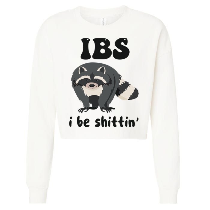 Ibs I Be Shittin Funny Joke Raccoon Cropped Pullover Crew