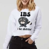 Ibs I Be Shittin Funny Joke Raccoon Cropped Pullover Crew