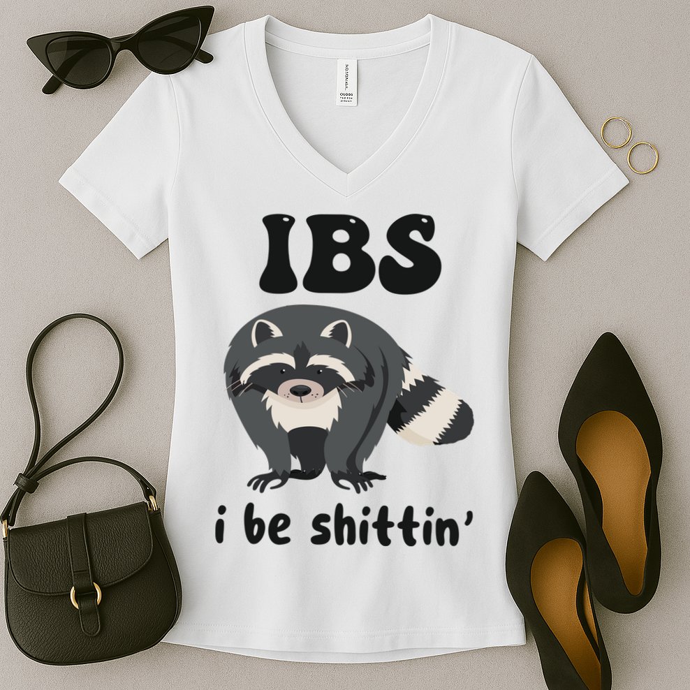 Ibs I Be Shittin Funny Joke Raccoon Women's V-Neck T-Shirt