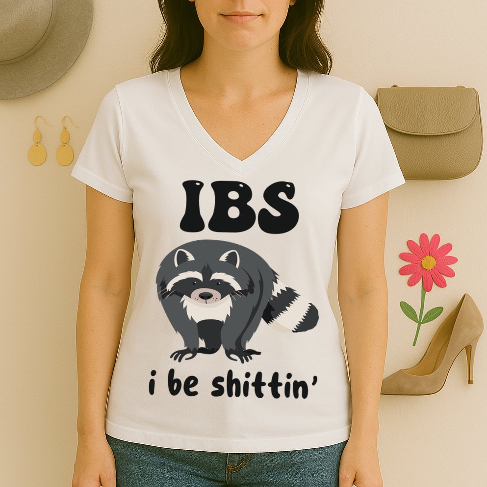 Ibs I Be Shittin Funny Joke Raccoon Women's V-Neck T-Shirt