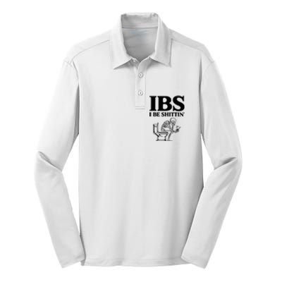 Ibs I Be Shittin Funny Skeleton Silk Touch Performance Long Sleeve Polo