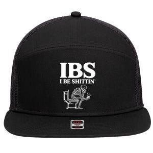 Ibs I Be Shittin Funny Skeleton 7 Panel Mesh Trucker Snapback Hat