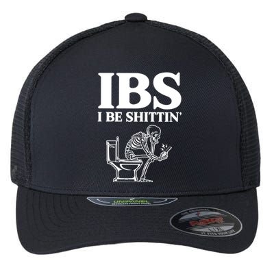 Ibs I Be Shittin Funny Skeleton Flexfit Unipanel Trucker Cap