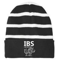 Ibs I Be Shittin Irritable Bowel Syndrome Funny Striped Beanie with Solid Band