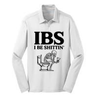 Ibs I Be Shittin Funny Skeleton Silk Touch Performance Long Sleeve Polo