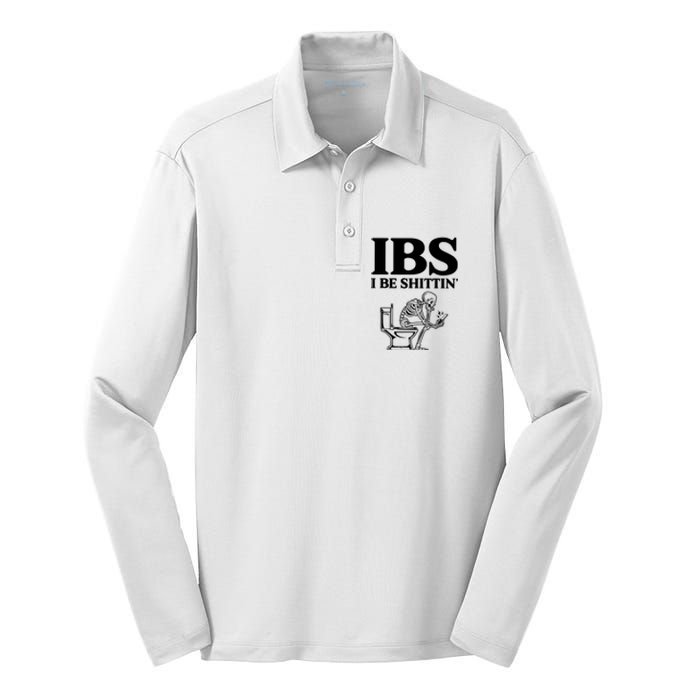 Ibs I Be Shittin Funny Skeleton Silk Touch Performance Long Sleeve Polo