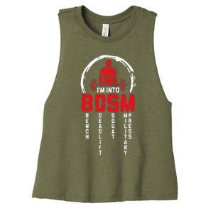 Im Into BDSM Bench Deadlift SquatMilitary Press Workout Women's Racerback Cropped Tank