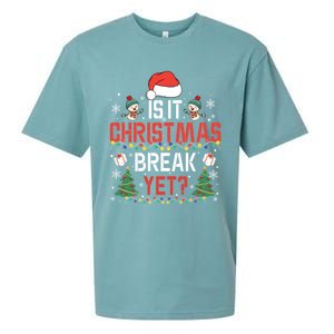 Is It Christmas Break Yet Christmas Funny Gift For Teacher Cool Gift Sueded Cloud Jersey T-Shirt