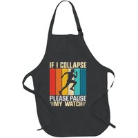 If I Collapse Please Pause My Watch Running Marathon Runner Full-Length Apron With Pockets