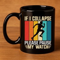 If I Collapse Please Pause My Watch Running Marathon Runner 11oz C Handle Ceramic Mug
