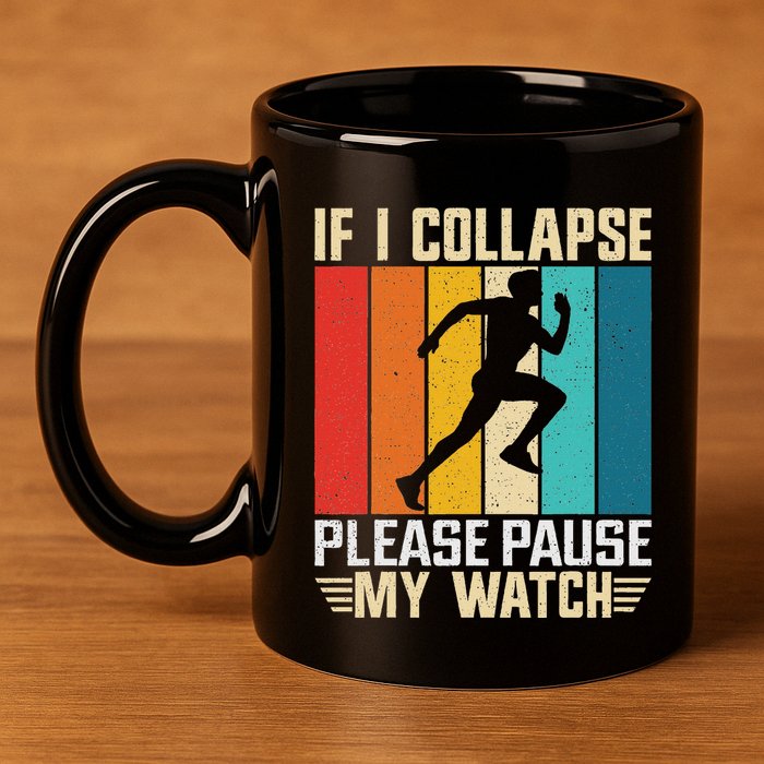 If I Collapse Please Pause My Watch Running Marathon Runner 11oz C Handle Ceramic Mug