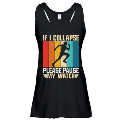 If I Collapse Please Pause My Watch Running Marathon Runner Ladies Essential Flowy Tank