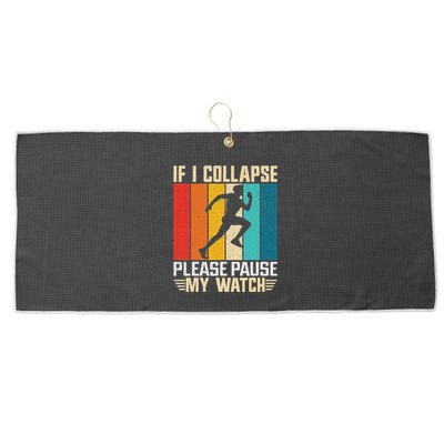 If I Collapse Please Pause My Watch Running Marathon Runner Large Microfiber Waffle Golf Towel